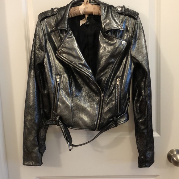 Forever 21 Silver moto jacket size small - Picture 2 of 7